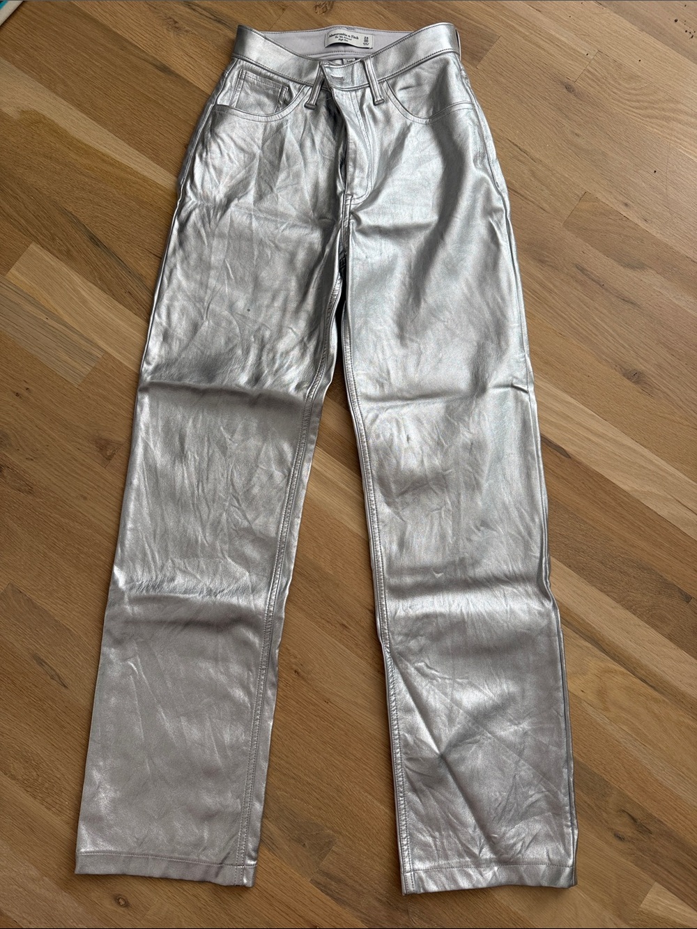 Abercrombie & Fitch Silver Cropped Straight-Leg Women’s Pants